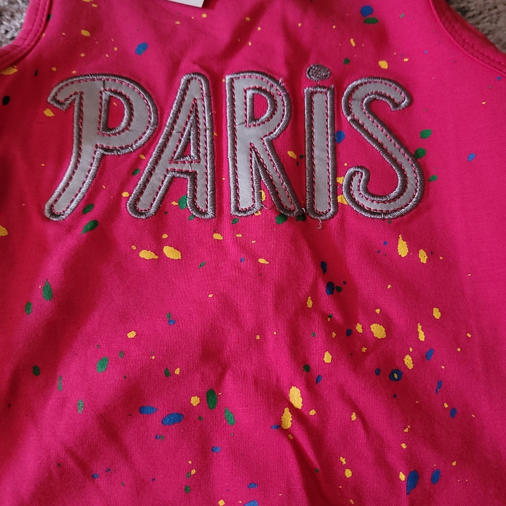 NWT B&B Ori Shop Girls Dress Pink Splatter Paris Size 4-6 Look at Measurements - Picture 2 of 4